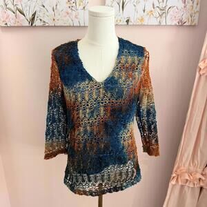 Vintage Only Nine 90s/00s Multicolor Crochet Knit Top